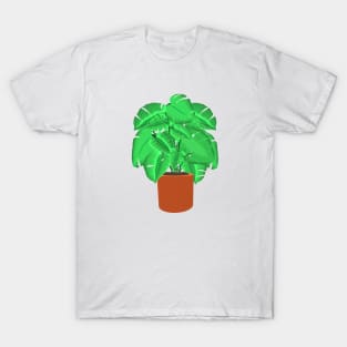 Voluminous Monstera Plant in Terracotta Clay Pot T-Shirt